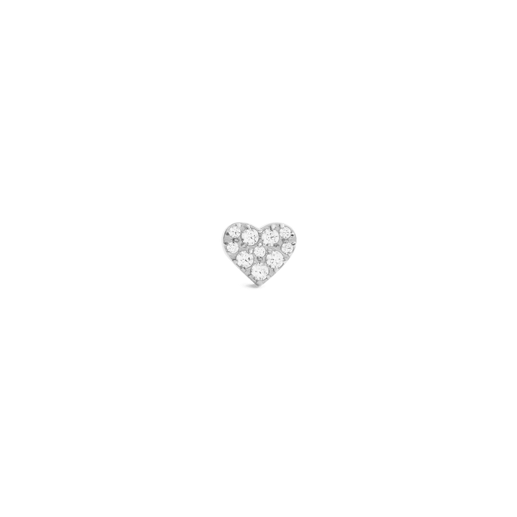 Crystal Heart Stud Silver