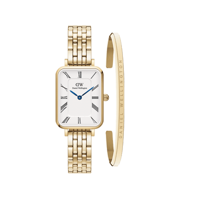 Quadro Roman Numerals 5-Link & Classic Bracelet Gold
