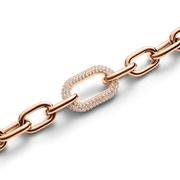 Bound Black Crocodile & Crystal Link Bracelet Rose Gold
