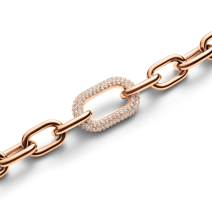 Bound Black Crocodile & Crystal Link Bracelet Rose Gold