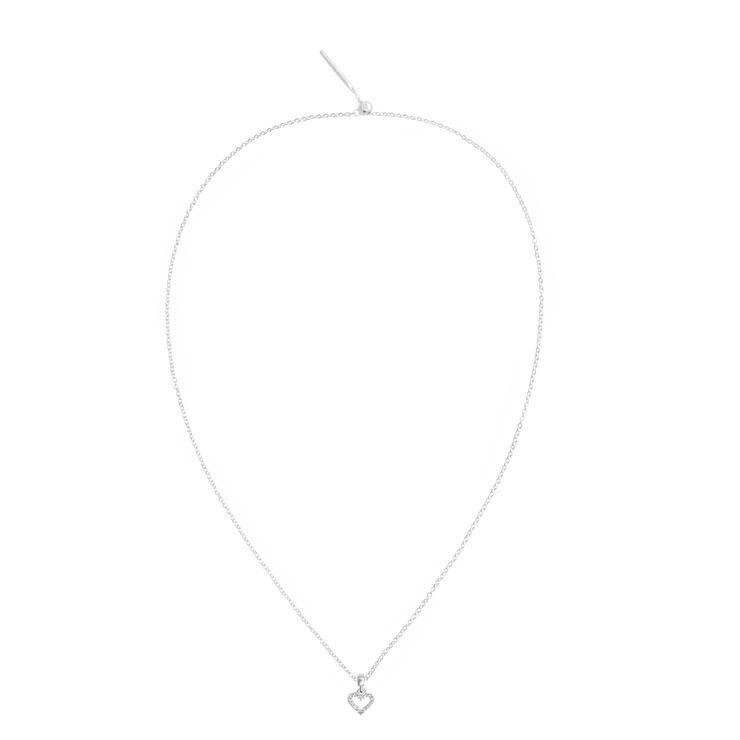 Heart Contour White Crystal Charm S925 Sterling Silver