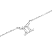 Crystal Zodiac Chain Necklace Silver