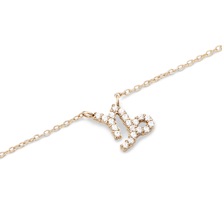 Crystal Zodiac Chain Necklace Gold