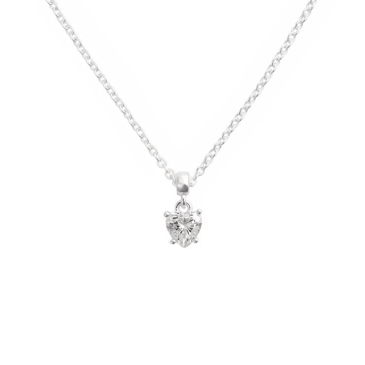 Heart White Crystal Charm S925 Sterling Silver