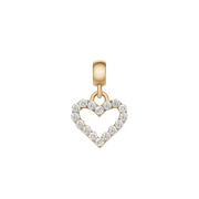 Heart Contour White Crystal Charm Gold