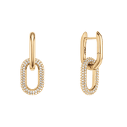 Crystal Link Earrings Gold