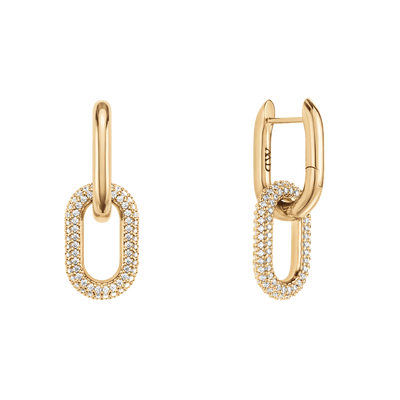 Crystal Link Earrings Gold