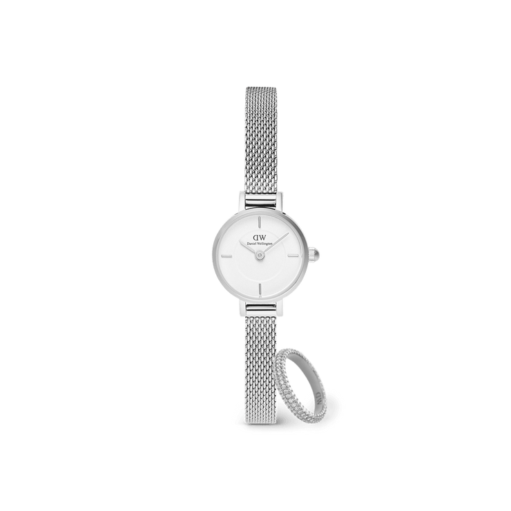 Petite Mini & Pave Crystal Ring Silver Set