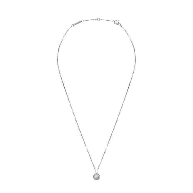 Pavé Crystal Pendant Necklace Silver