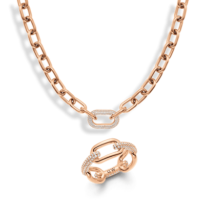 Crystal Link Ring, Necklace & Bracelet Rose Gold
