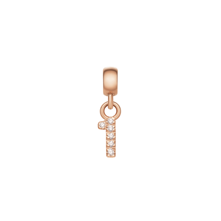 Crystal Number Charm Rose Gold