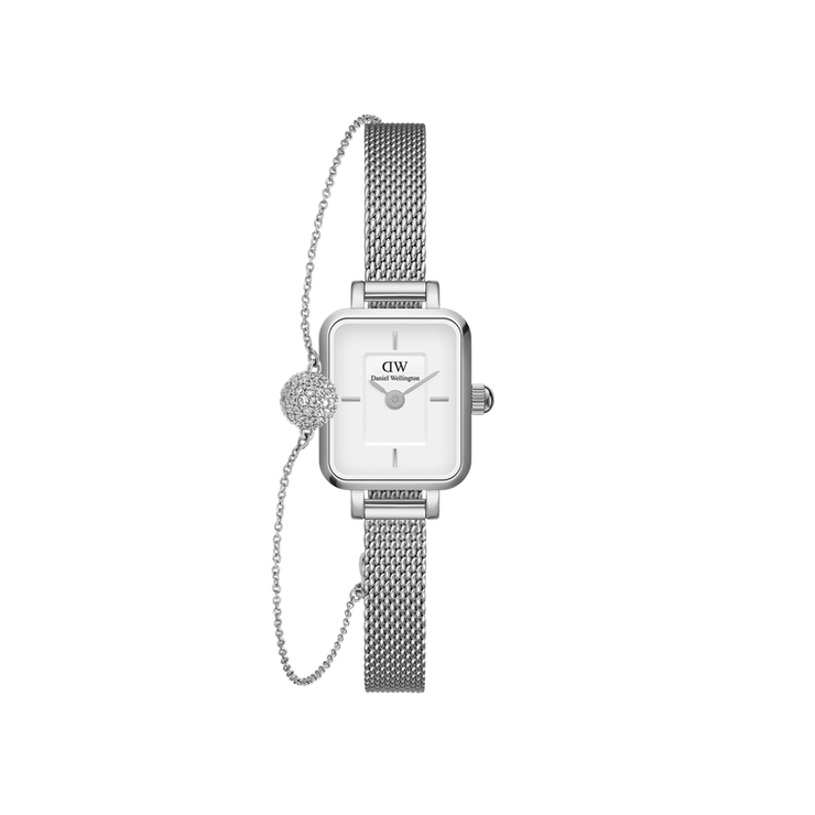 Quadro Mini Sterling & Pavé Crystal Pendant Bracelet Silver