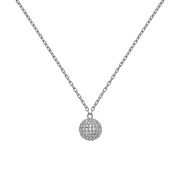 Pavé Crystal Pendant Necklace Silver