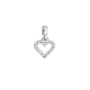 Heart Contour White Crystal Charm S925 Sterling Silver