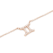 Crystal Zodiac Chain Necklace Rose Gold