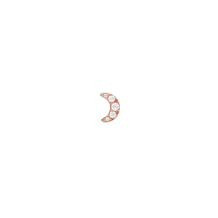 Crystal Moon Stud Rose Gold