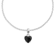 Heart Black Crystal Charm S925 Sterling Silver