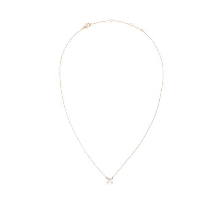 Crystal Zodiac Chain Necklace Rose Gold