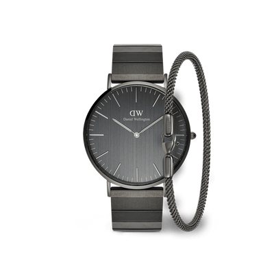 Classic Piano Link Graphite Unitone & Mesh Bracelet Set