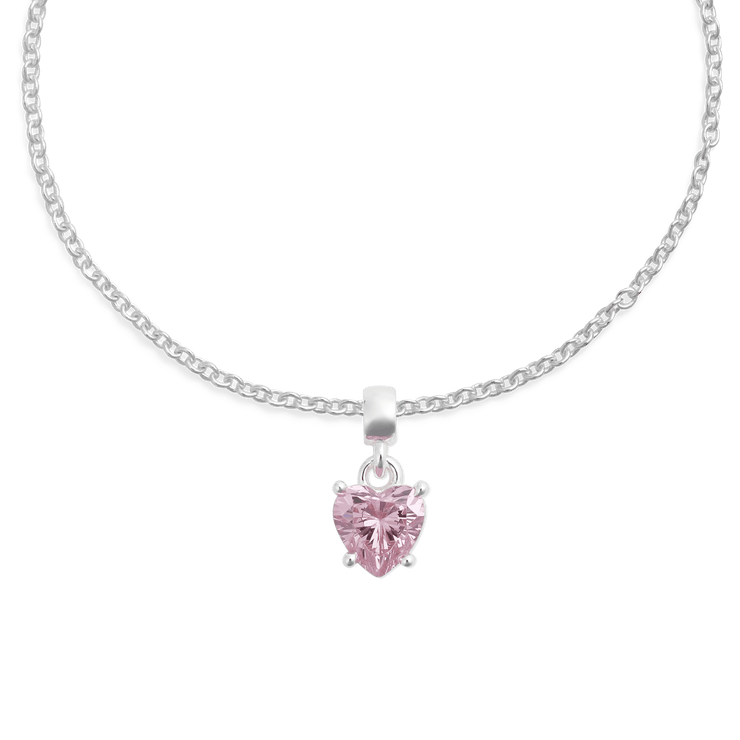 Heart Pink Crystal Charm S925 Sterling Silver