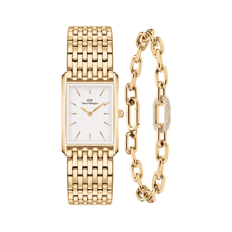 Bound 9 Link & Crystal Link Bracelet Gold