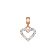 Heart Contour White Crystal Charm Rose Gold