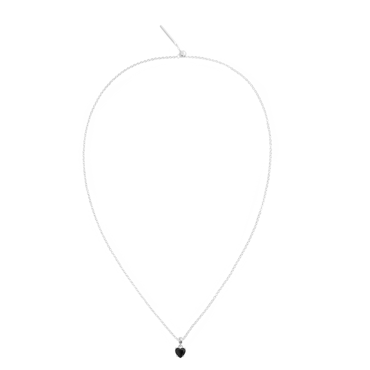 Heart Black Crystal Charm S925 Sterling Silver