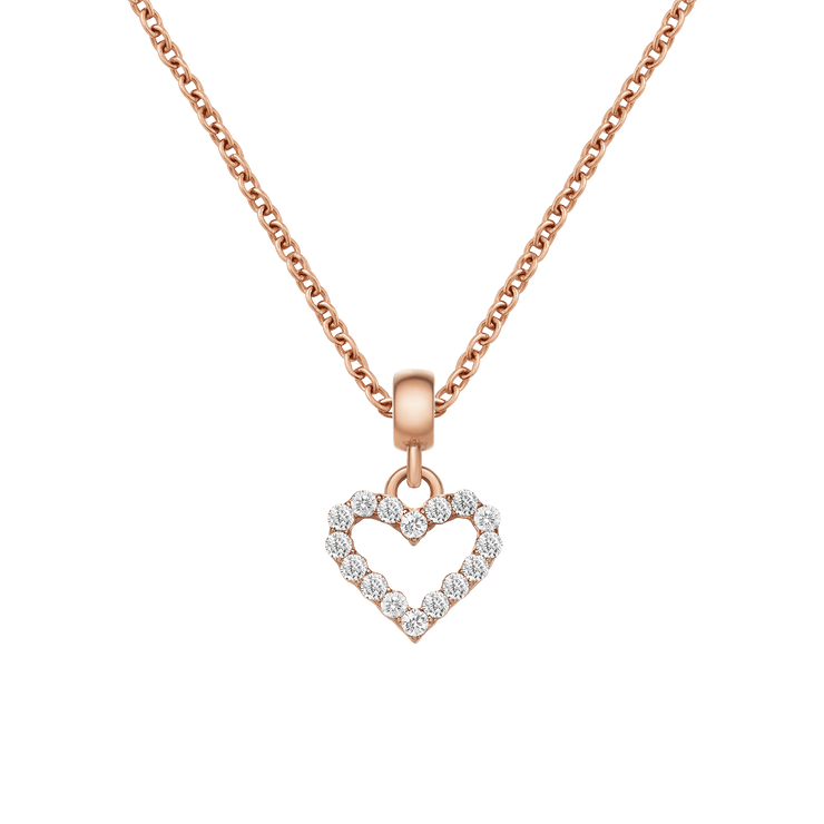 Heart Contour White Crystal Charm Rose Gold