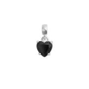 Heart Black Crystal Charm S925 Sterling Silver