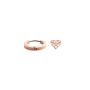 Hoop + Crystal Heart Stud Rose Gold Set
