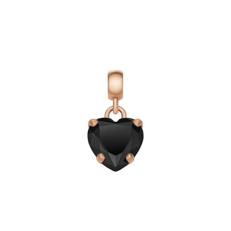 Heart Black Crystal Charm RG