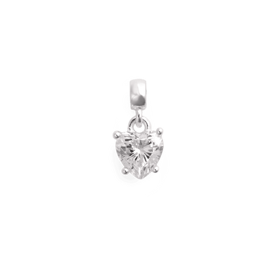 Heart White Crystal Charm S925 Sterling Silver