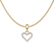 Heart Contour White Crystal Charm Gold