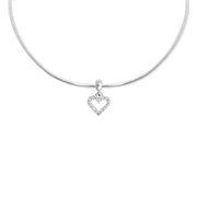 Heart Contour White Crystal Charm S925 Sterling Silver
